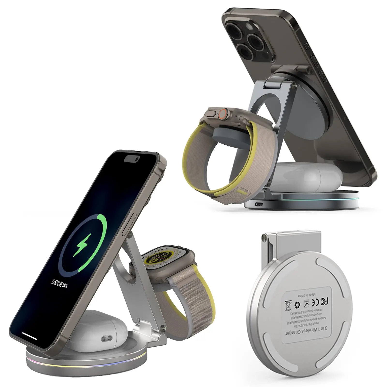 Iwatch Smartwatch - Carregador Sem Fio Magnético 3 em
