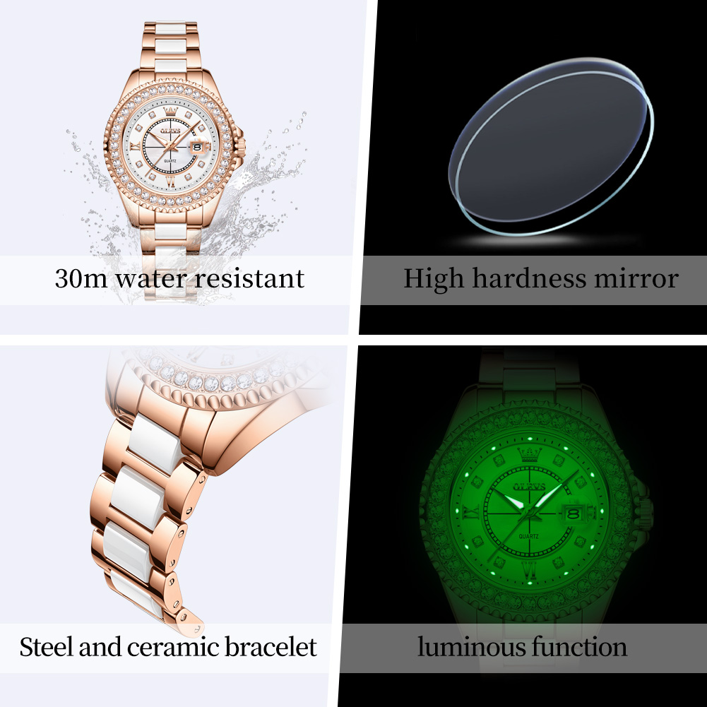 Relógio de Luxo Feminino OLEVS - Luxury Ceramic Watch avaliação e preço
